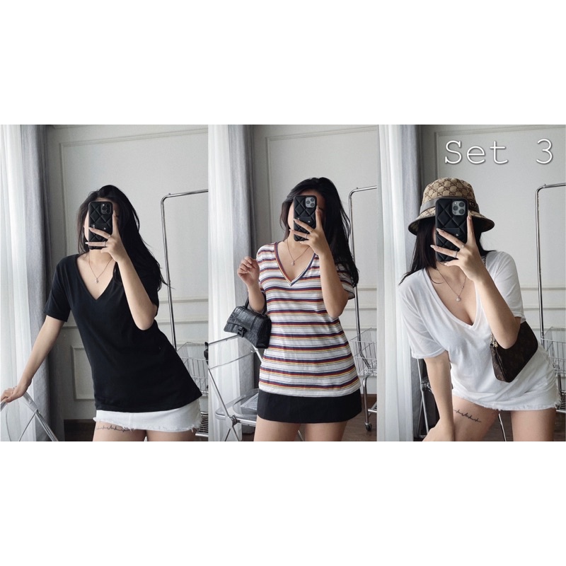 ÁO PHÔNG XUẤT CỔ TIM DÁNG BASIC MS90100