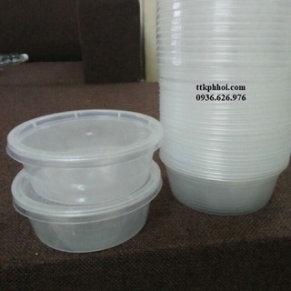 500 Hộp nhựa tròn 350ml ( có nắp) 1590d