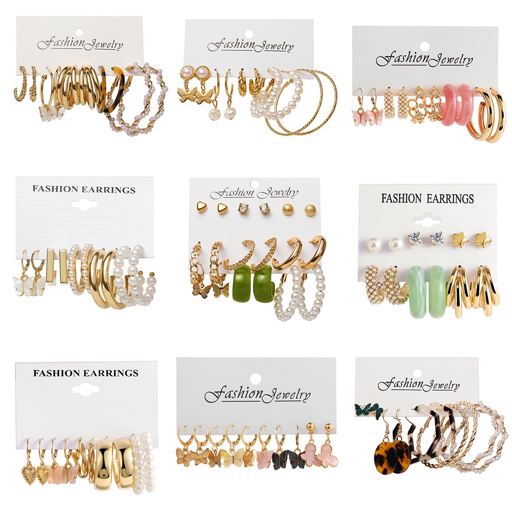 iF YOU Bộ khuyên tai tùy chọn kiểu dáng đính ngọc trai thời trang cho nữ