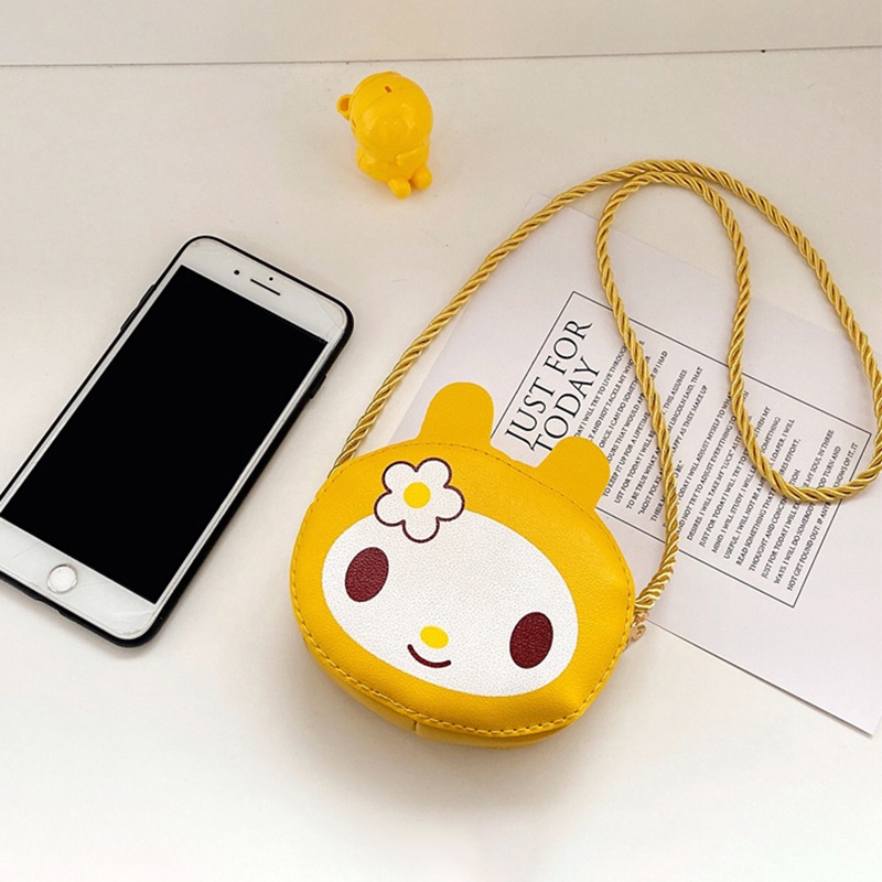 Túi đeo chéo mini bằng da PU hình mèo dễ thương thời trang cho bé gái