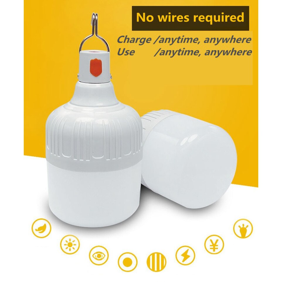 Bóng đèn Led sạc tích điện 50W/70W/80W thích hợp Du lịch-Dã Ngoại- Bán Quán_ Mos Shop