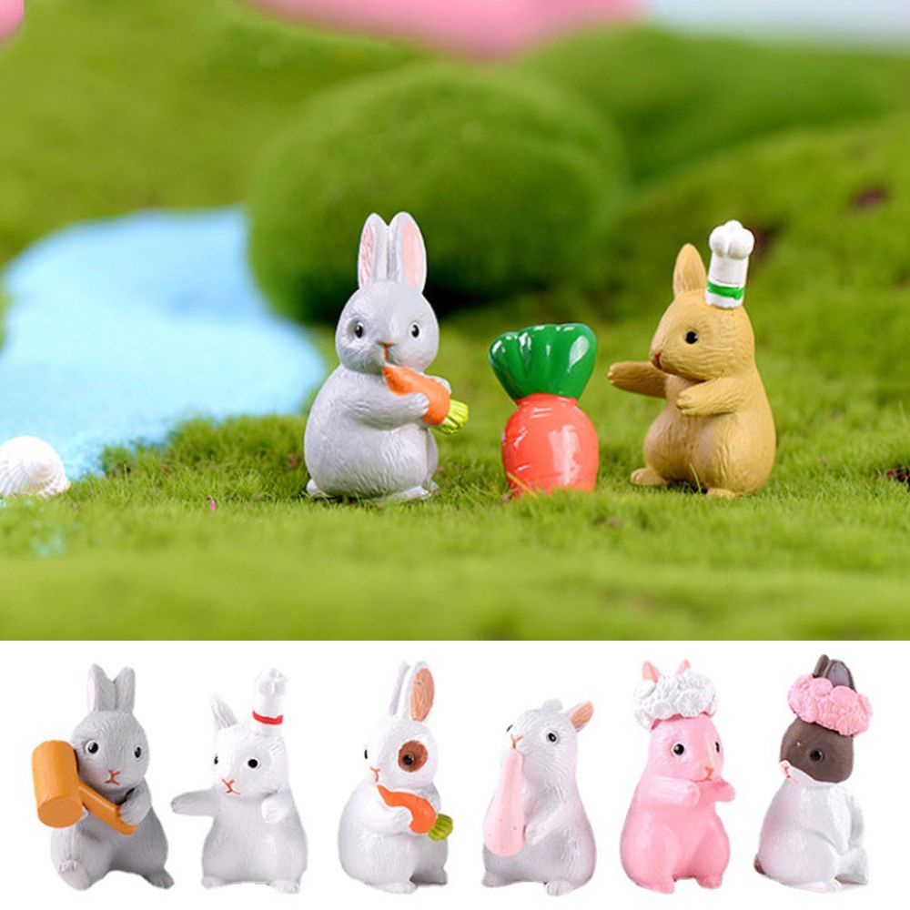 Set 12 Đồ trang trí thỏ hoạt hình mini trang trí tiểu cảnh DIY