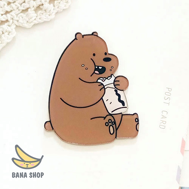 Huy hiệu cài áo anh em gấu bare bear Chúng tôi đơn giản là gấu cute