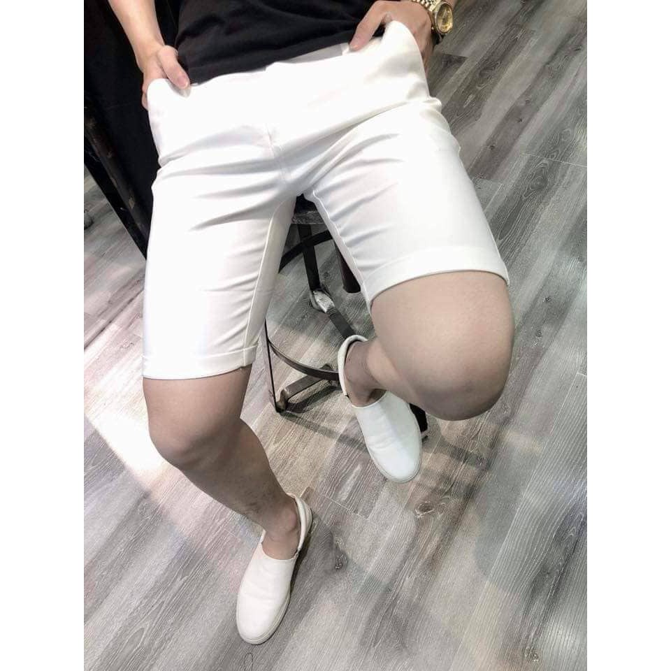 Quần short jean nam trắng co dãn cao cấp vải dày đẹp chất lượng vải bao đẹp 401