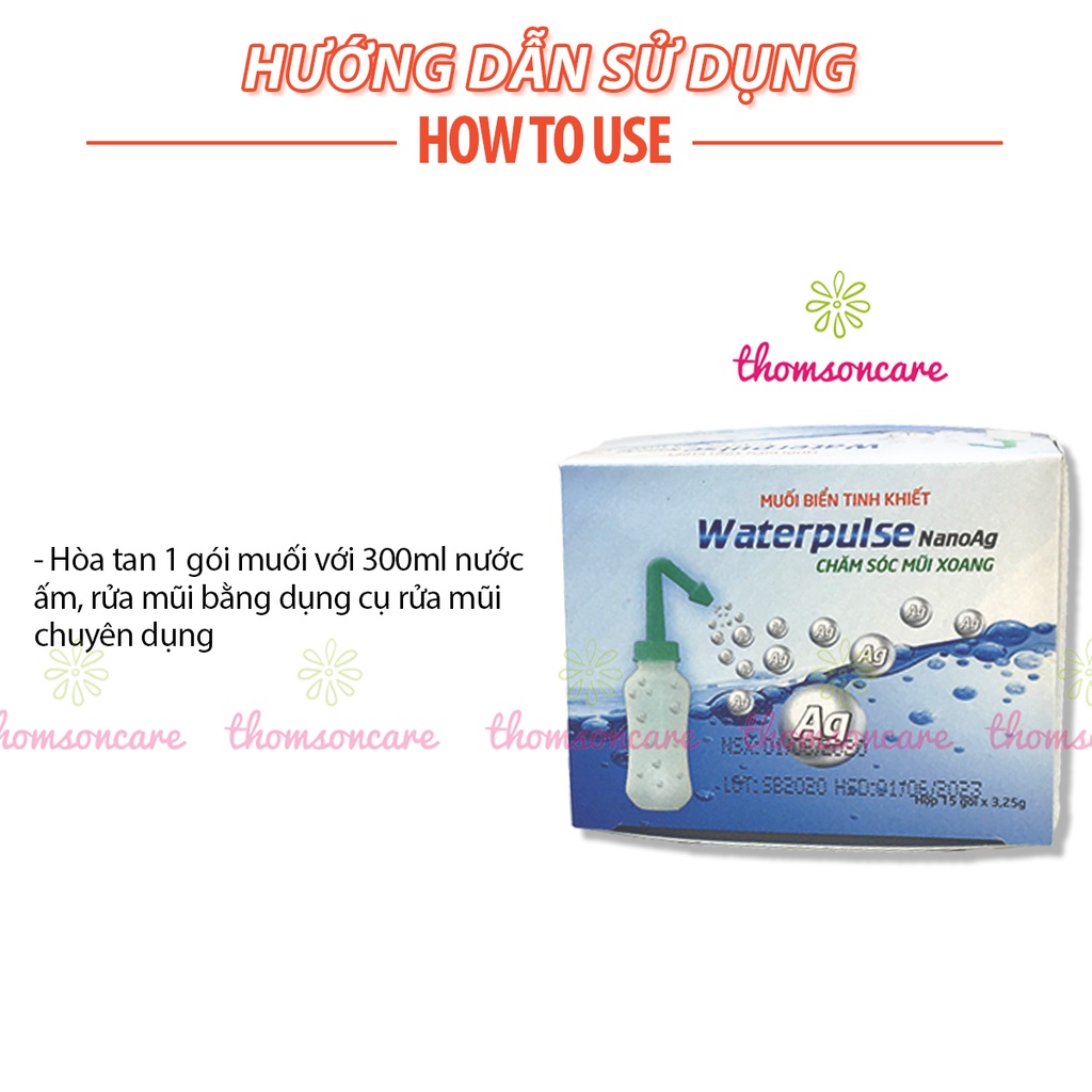 Gói muối biển nano Waterpulse Hộp 15 gói rửa mũi xoang, vệ sinh mũi từ thiên nhiên Water Pulse