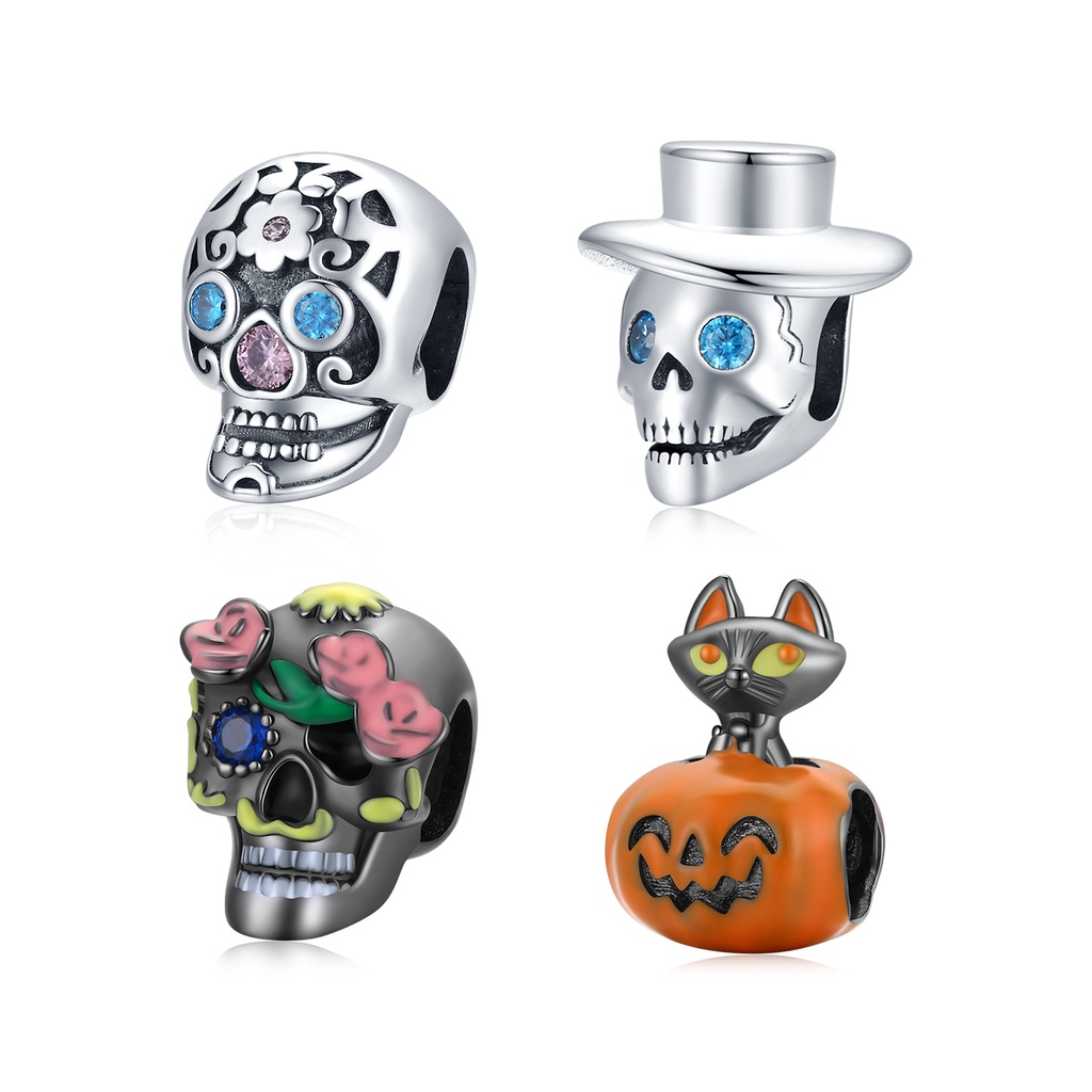 Hạt charm BAMOER bạc 925 thiết kế phong cách Halloween với nhiều kiểu tuỳ chọn