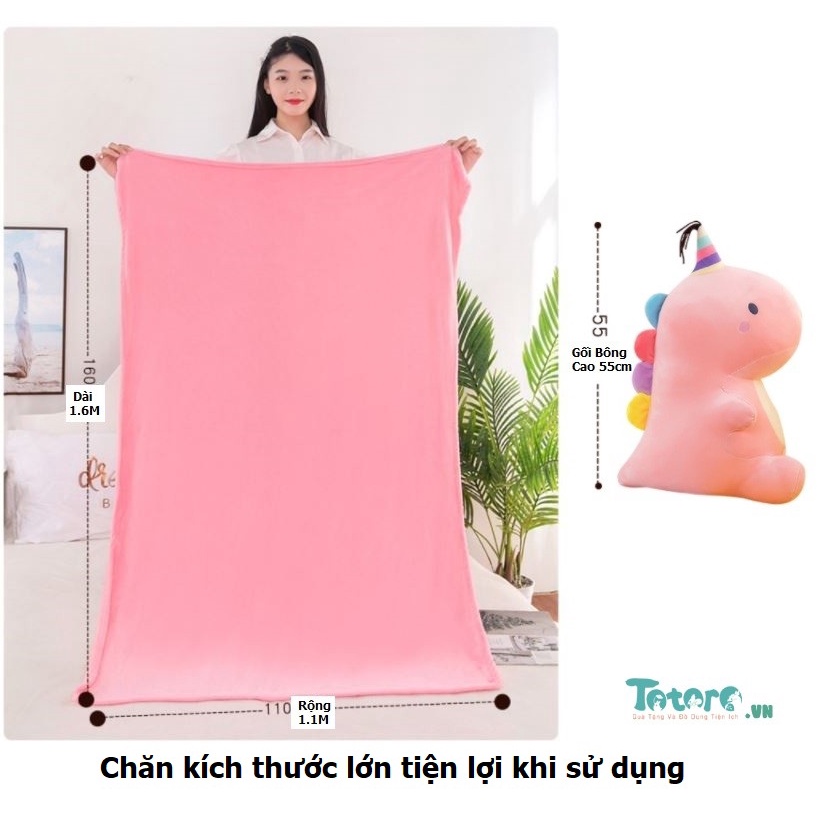 Bộ Chăn trong Gối văn phòng cao cấp 3 trong 1 Gấu bông Khủng Long Mập Ú Thú bông dễ thương
