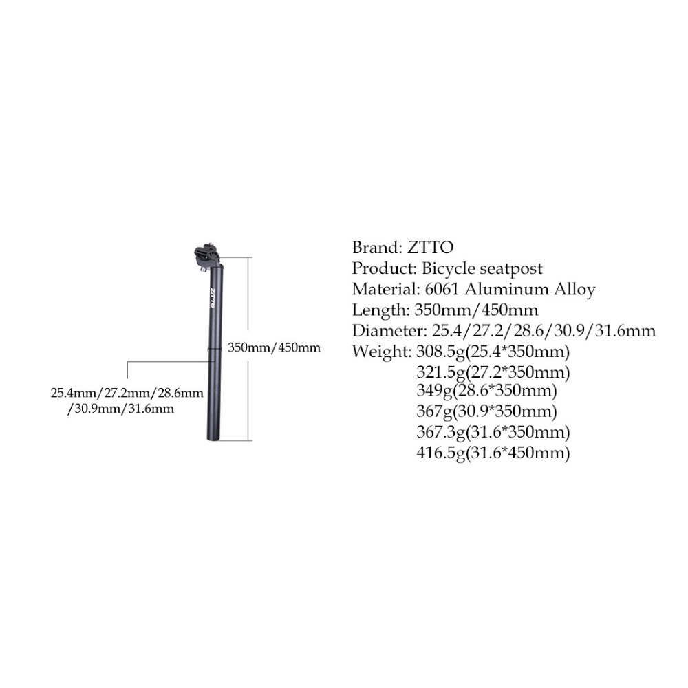 Cột gắn yên xe ZTTO an toàn cho xe đạp 25.4 27.2 28.6 31.6 350mm 31.6 450mm