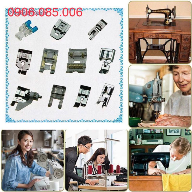 Bộ 11 chân vịt và 32cv rành cho máy may gia đình brother, singer, toyota, jaqua, juki trục kim giữa chân vịt.