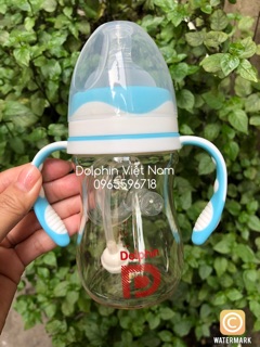 (Tặng thêm 1 núm) Bình sữa ppsu 180ml có tay cầm Dolphin