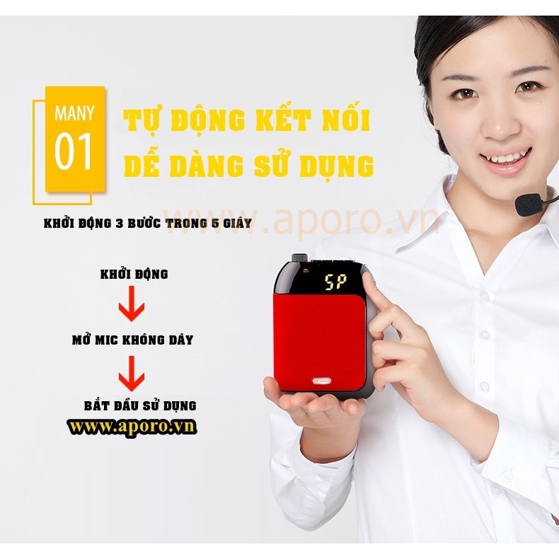 Máy Trợ Giảng Không Dây APORO T9 2.4G, NEW 2021