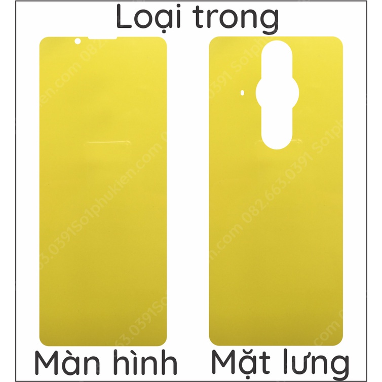 Dán PPF Sony Xperia pro 1 loại nhám, trong, da cá sấu dành cho màn hình, mặt lưng, mặt lưng bo viền