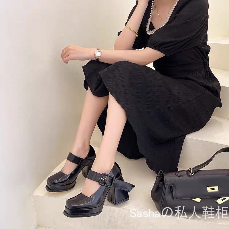 N32 LOẠI 1 SẴN   Guốc | Giày cao gót da bóng độn đế 10 phân hot 2022 COÁ ẢNH THẬT