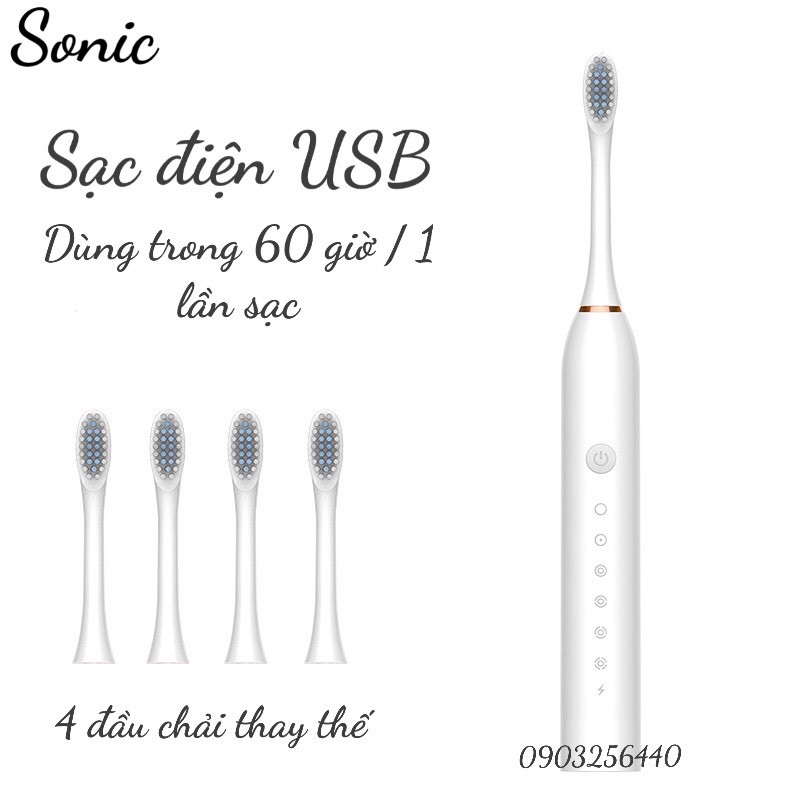 Bàn chải đánh răng điện SONIC X3 với 6 chế độ làm sạch, chăm sóc răng trắng bóng