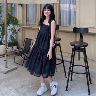 {EVACICI}  Váy babydoll 2 dây đi biển, dáng dài.váy 2 dây buộc nơ vai