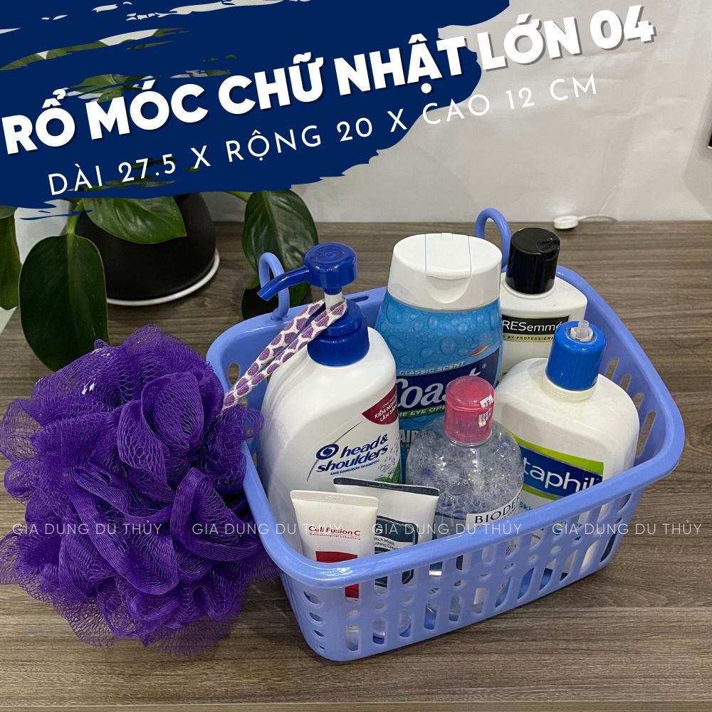 Giỏ nhựa có móc treo tiện lợi màu xanh dương, xanh lá, đỏ, hồng, nhựa pp an toàn của gia dụng Du Thủy