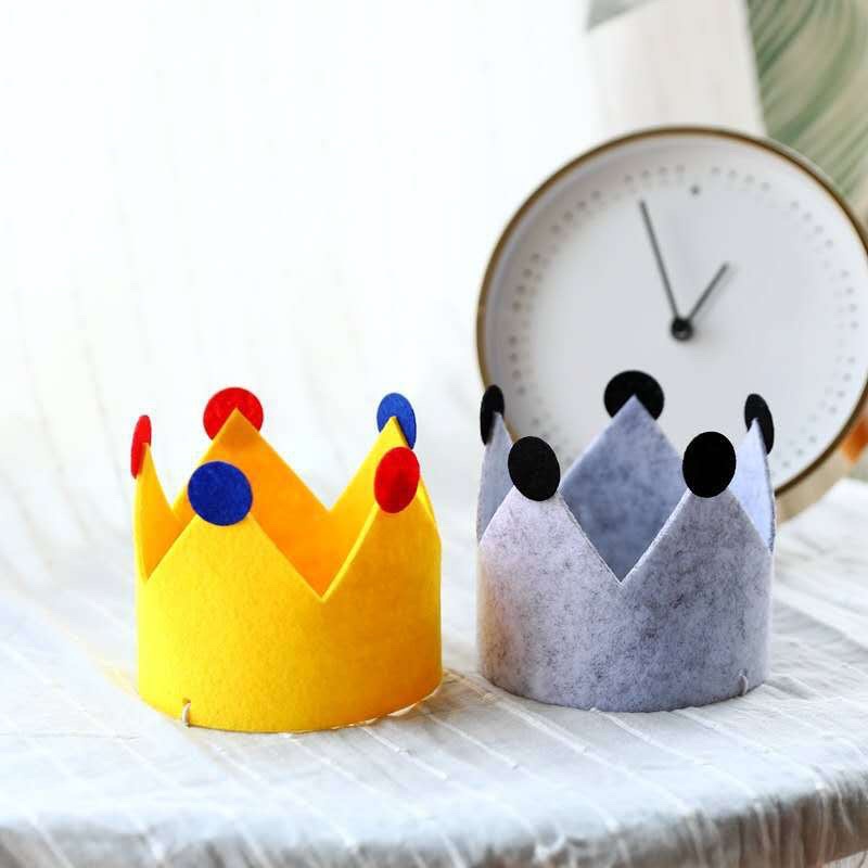 Vương miện sinh nhật bằng vải dạ nhiều màu sắc cho người lớn trẻ em