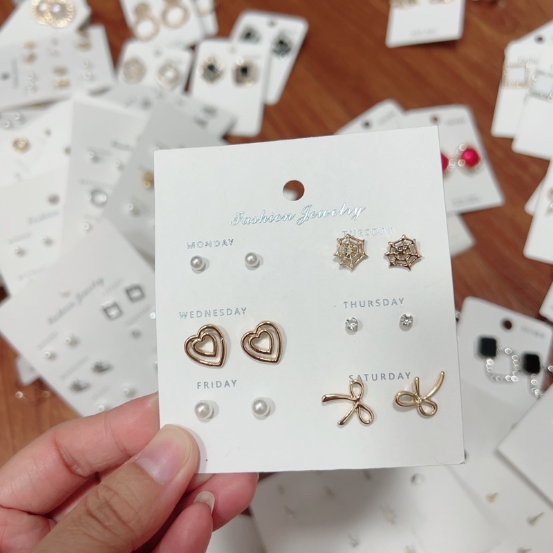 bông tai set 6 đôi ngẫu nhiên giá siêu hạt dẻ