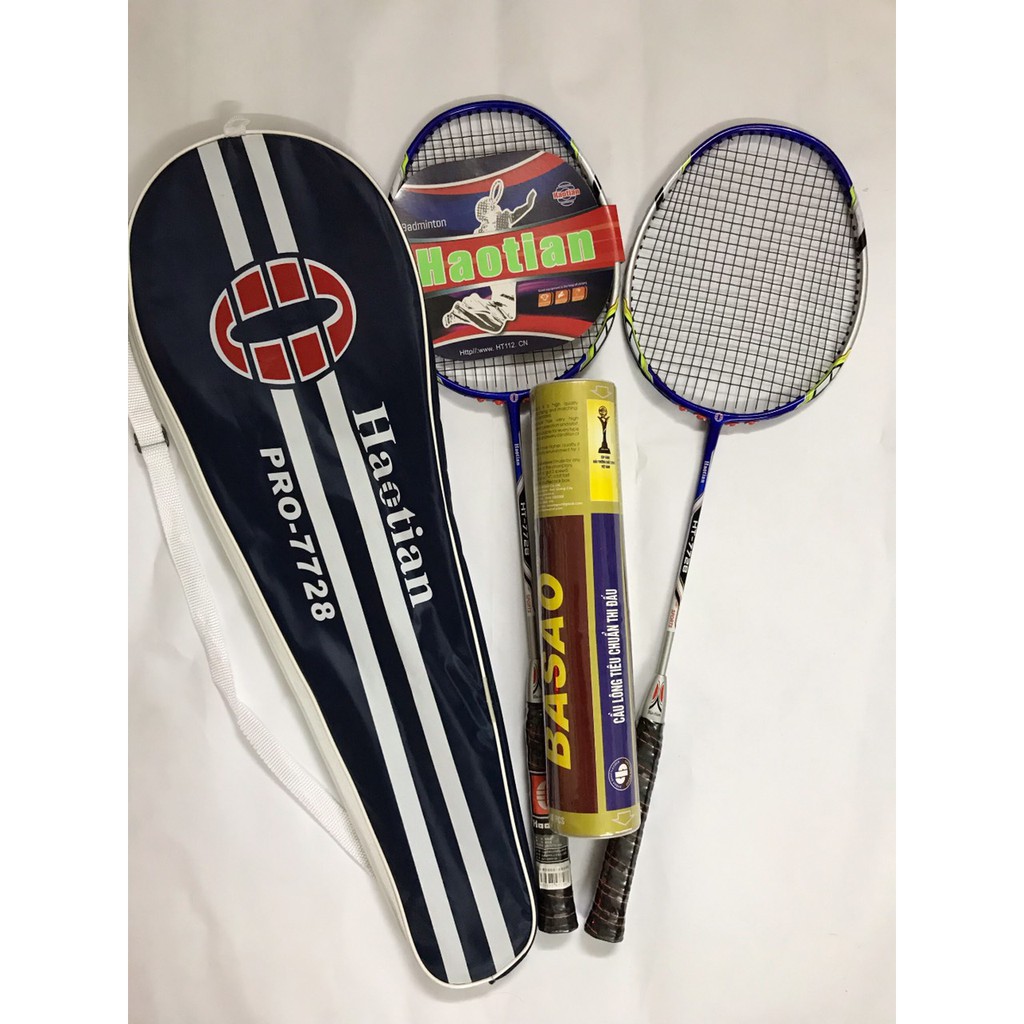 Combo bộ 2 cây Vợt Cầu Lông Haotian tặng ngay 1 hộp Cầu Ba Sao 10 quả