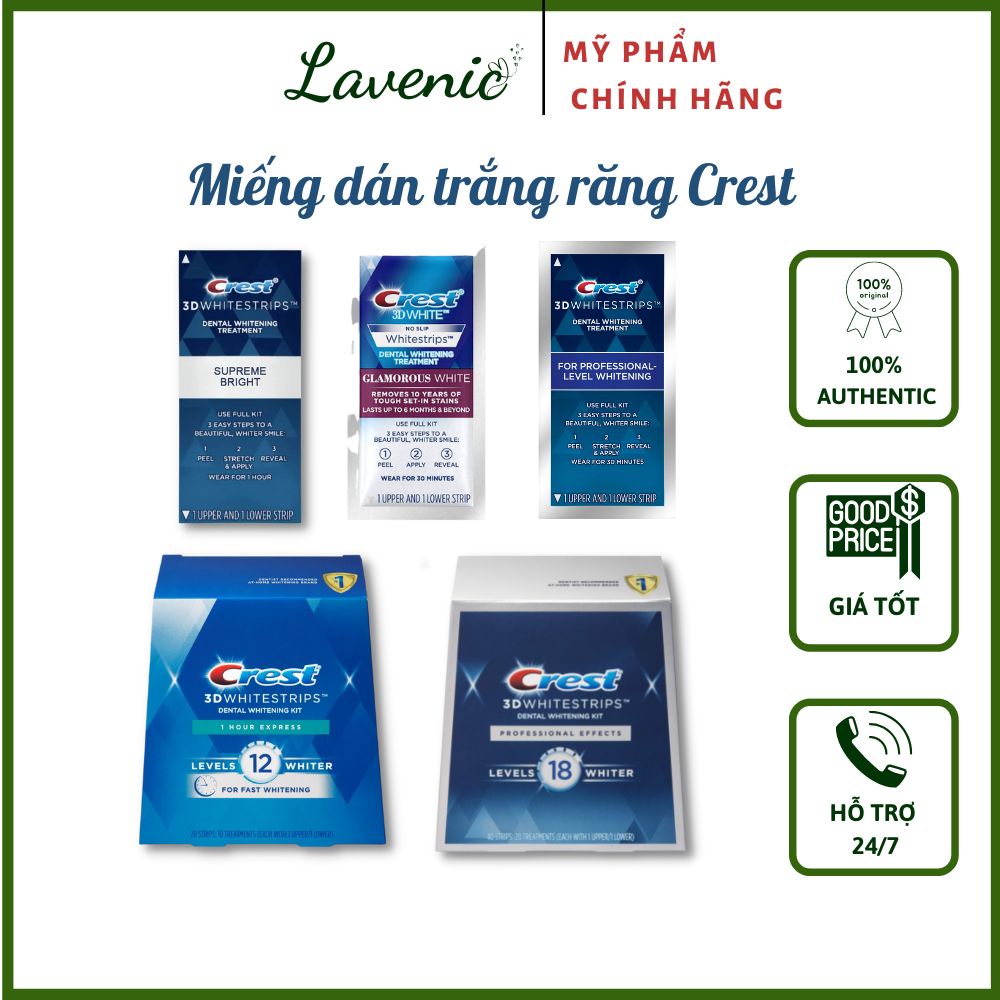 Miếng dán trắng răng Crest 3D White, Hàng Mỹ - Shop Lavenic