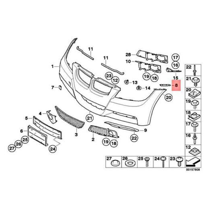 51117134097 For-BMW 3 Series E90 E90N E91 LCI Insert Bracket Mounting Bumper Front Left