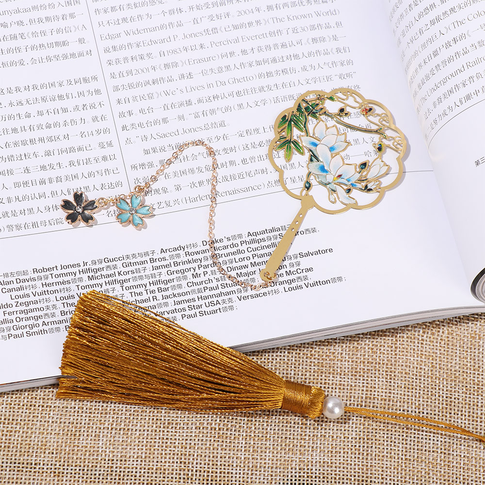 Kẹp Đánh Dấu Sách Bằng Đồng Thau Phối Tua Rua Màu Sắc Retro Dành Cho Học Sinh/Văn Phòng Mihan