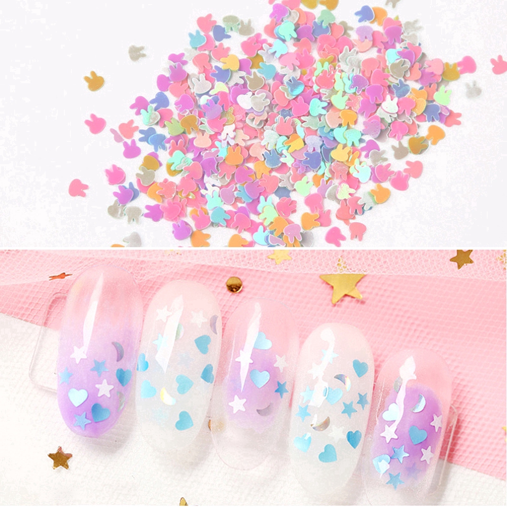 XIJING-COD Fashion Shiny Colorful Heart Star Flower Shape Nail Sticker Woman Manicure DIY Nail Art