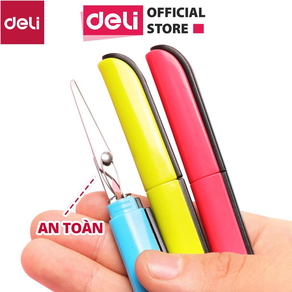 Kéo mini tiện lợi Deli - Nhỏ gọn - Lưỡi sắc bén cắt chỉ - Nhiều màu - 1 chiếc - 600 [Deli]