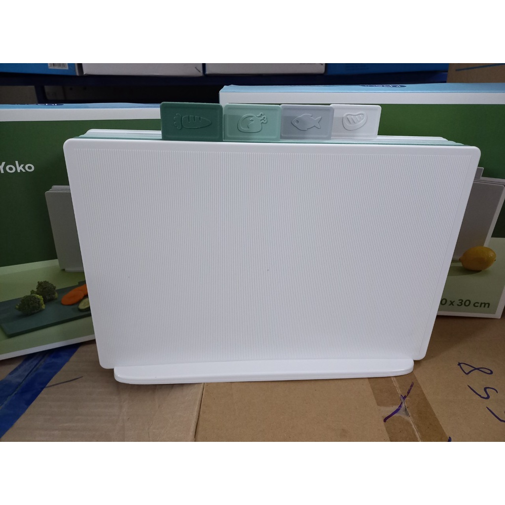 Bộ 4 thớt kháng khuẩn nhựa Inochi Nhật Bản, có hộp đựng, thay thế thớt gỗ nghiến, cường lực