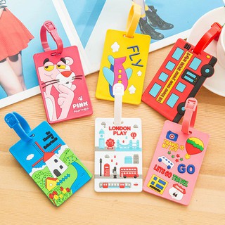 Thẻ đánh dấu hành lý hình chữ nhật bằng nhựa dẻo họa tiết xinh xắn kbkb