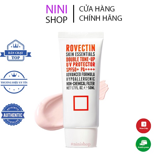 Kem chống nắng vật lý nâng tone ROVECTIN Skin Essentials Double Tone-up UV Protector SPF 50+ PA++++ 50ml - Ninishop