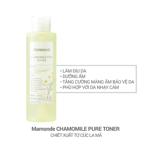  Nước cân bằng dưỡng ẩm thiết yếu dịu nhẹ cho da nhạy cảm Mamonde Chamomile Pure Toner 250ml | BigBuy360 - bigbuy360.vn