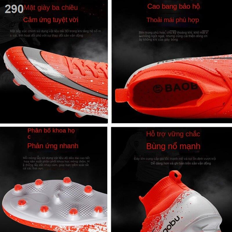 2021❁Giày bóng đá nam cao cổ Ronaldo Sát thủ 13 đinh gãy AG dài cho học sinh cấp 1, 2 nữ tập người lớn trẻ em của Messi