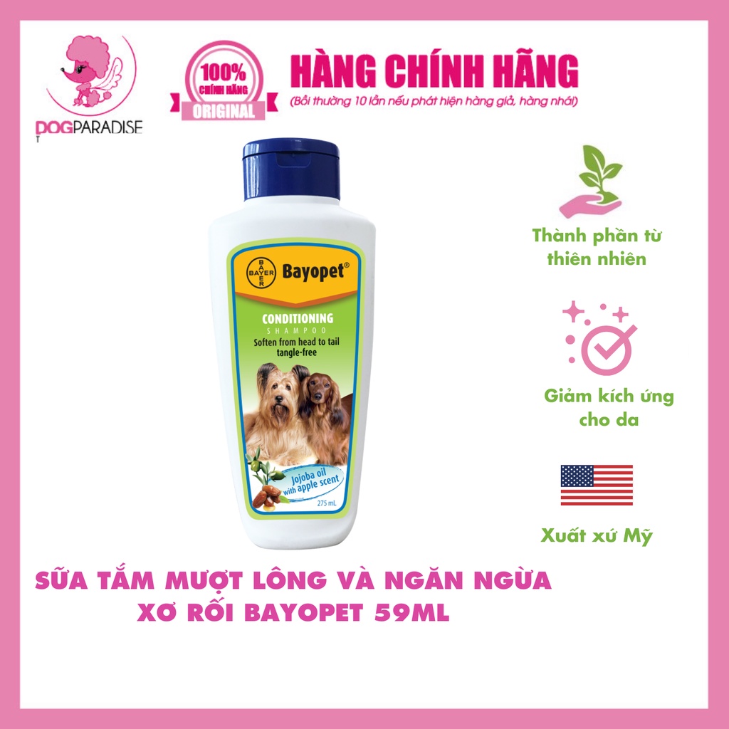 Sữa tắm cho thú cưng mượt lông và ngăn ngừa xơ rối Bayopet 275ml - Dog Paradise