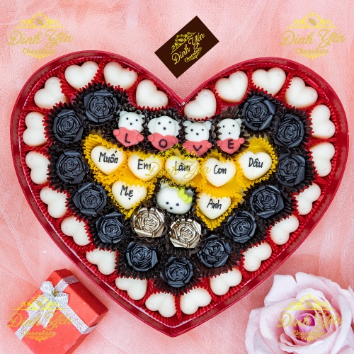 Hộp quà tặng socola valentine/26x6cm/M4B/48 viên