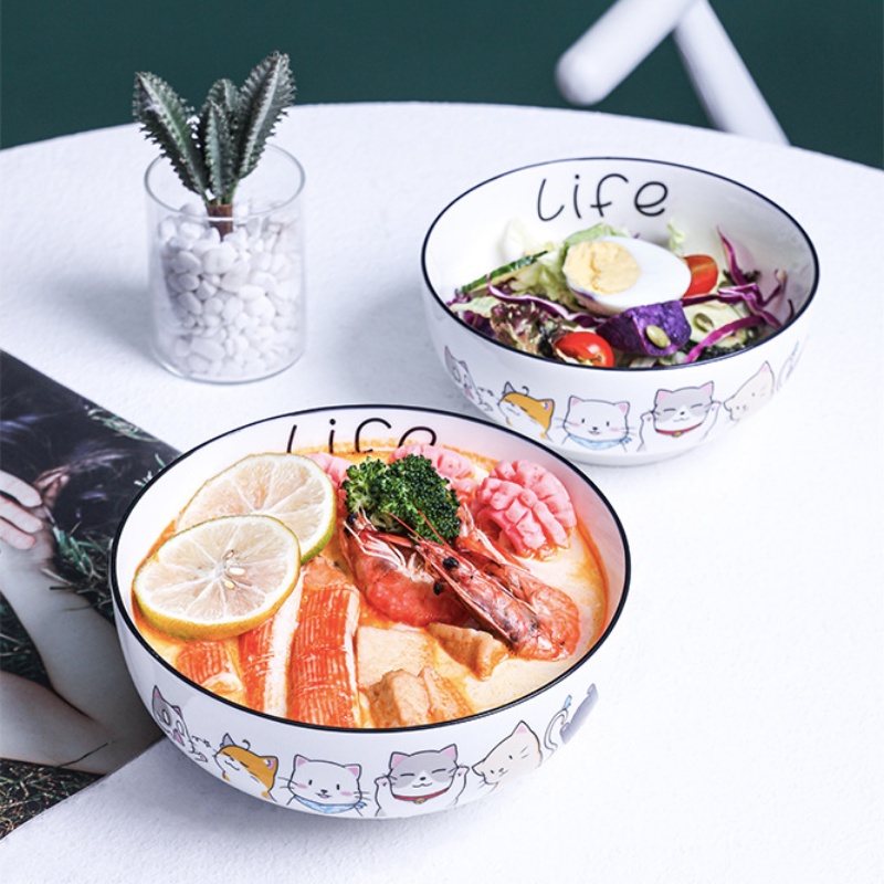 Tô ăn mì , bát sứ ăn cơm họa tiết mèo Life dễ thương Holame