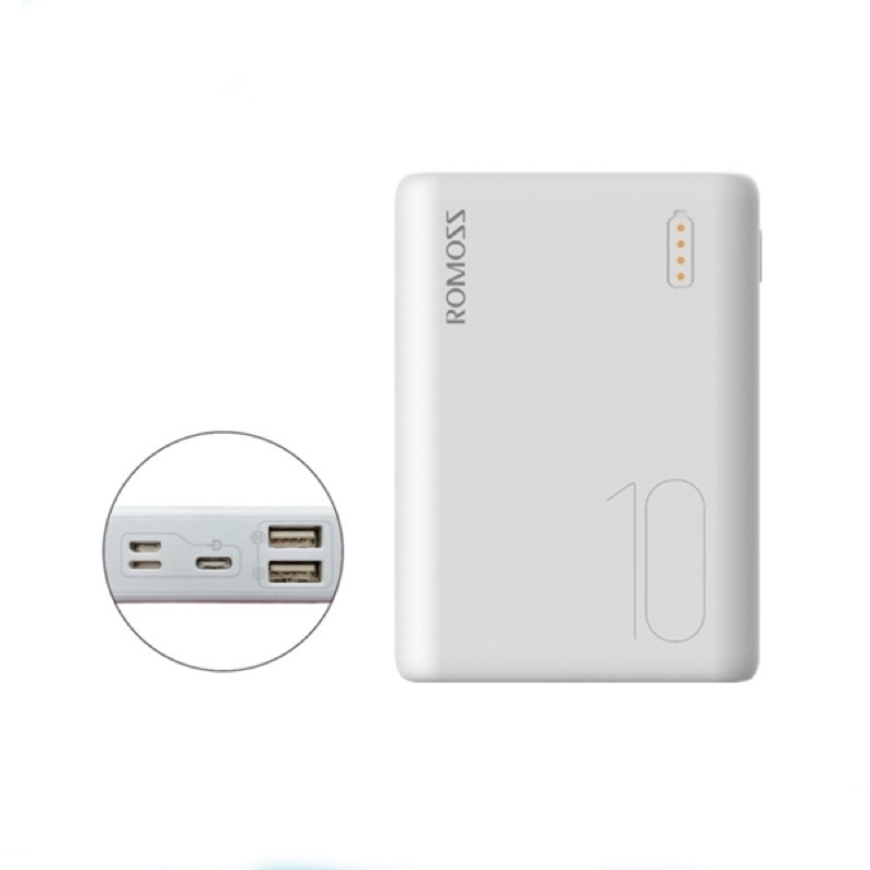 Sạc Dự Phòng Romoss Sense4 Mini Siêu Nhỏ 10000Mah 3 Cổng Sạc Vào - Bh 1 Năm