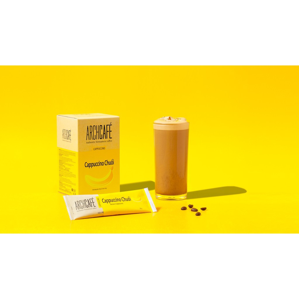 Cappuccino Chuối-Cafe hòa tan vị chuối Archcafe- Hộp 12 gói 20g