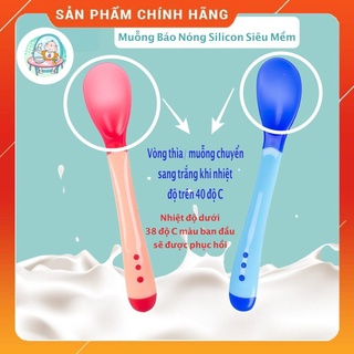 Thìa ăn dặm silicone/ Muỗng ăn dặm Silicon mềm báo nóng Cho Bé Ăn Dặm