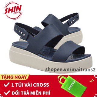 dép sandal💖FREESHIP💖dép sandal đế cao cross họa tiết tim than navy SHINCROSSTT21 tặng thêm 1 túi vải đựng sandal