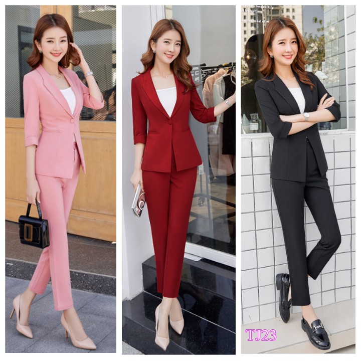 Set nguyên bộ áo Vest tay lở quần dài kèm áo trong TJ23