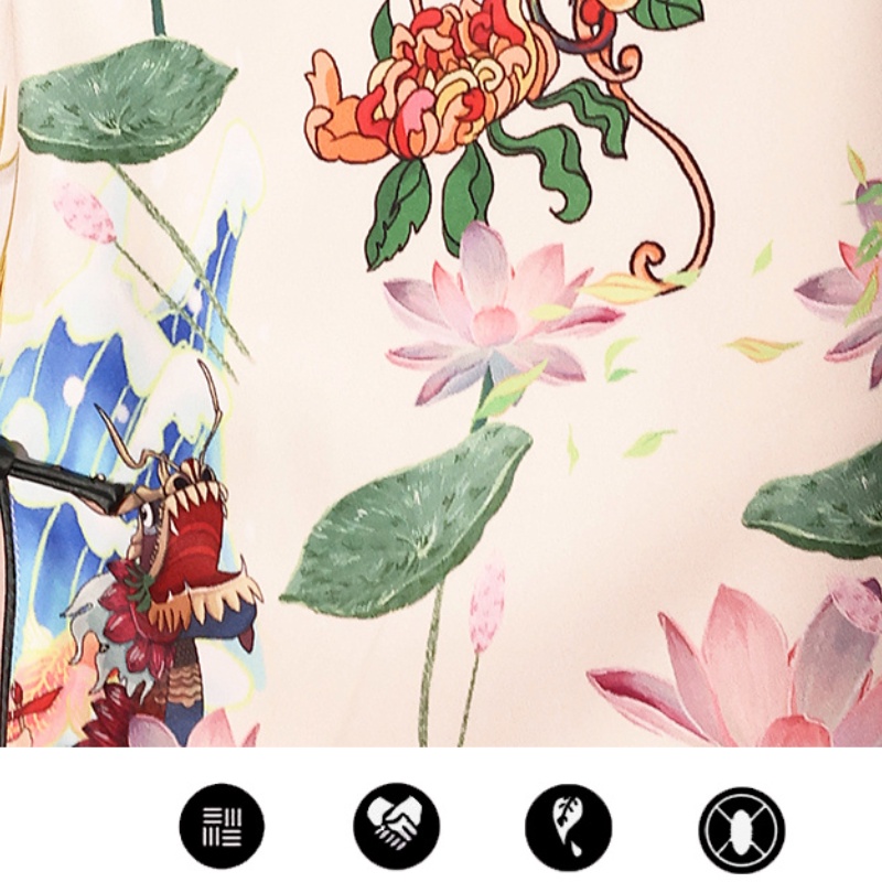 Đầm Sườn Xám Tay Ngắn Cổ Đứng In Họa Tiết Phong Cách Retro Dành Cho Nữ