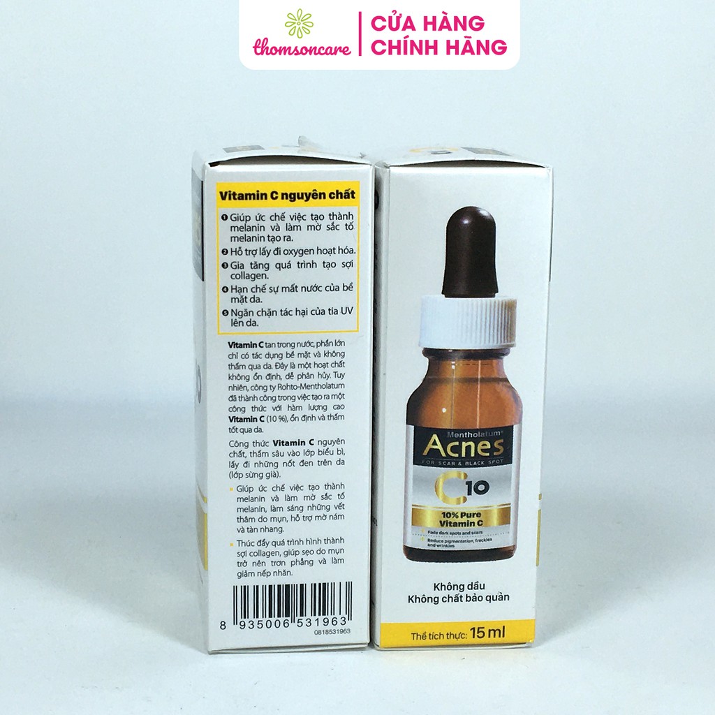 Dung dịch Vitamin C dưỡng da Acnes C10 15ml giảm thâm sẹo đẹp da thành phần không dầu, không chất bảo quản