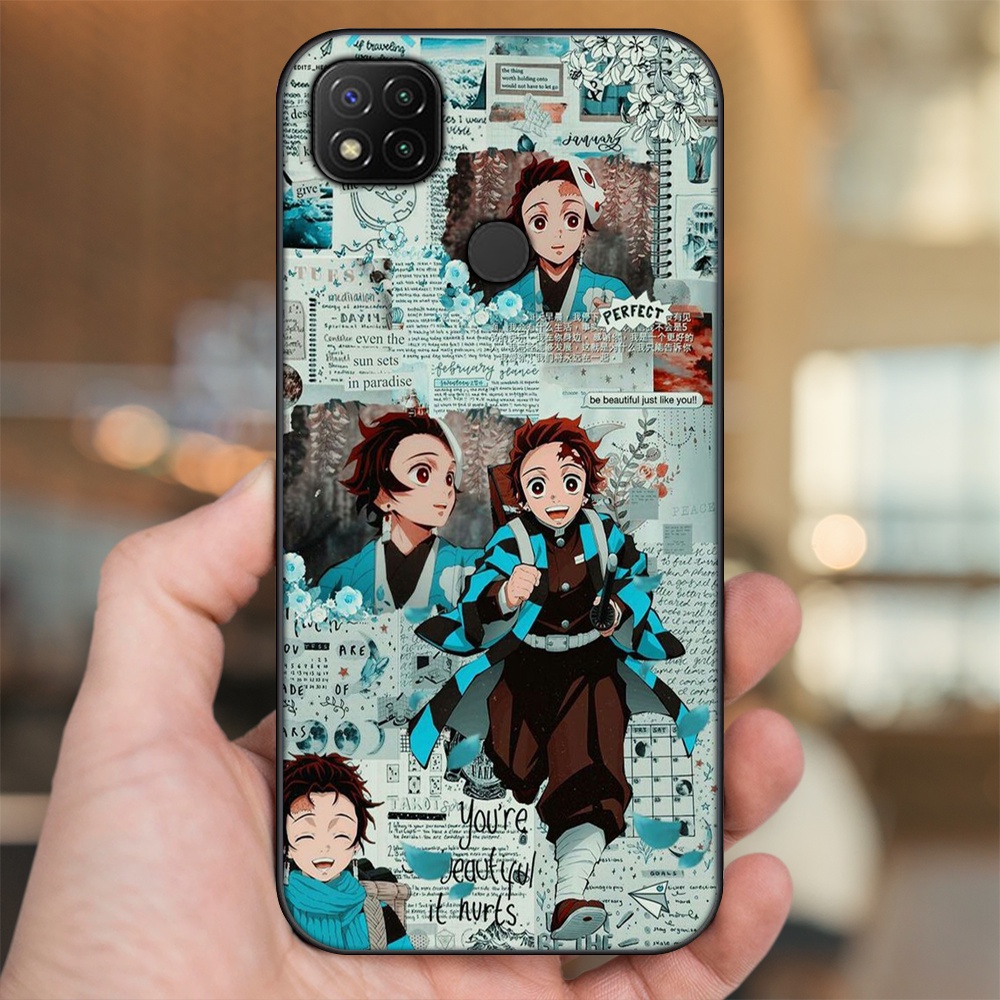 Ốp lưng Xiaomi Redmi 9C viền đen in hình Tanjiro Kimetsu No Yaiba