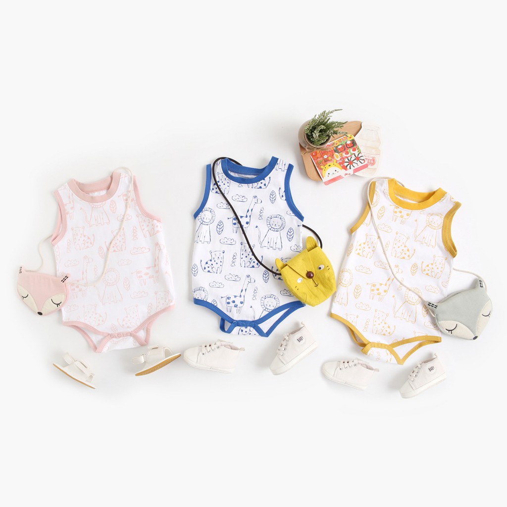 Bộ đồ liền thân Sanlutoz từ cotton in hoạt hình dễ thương cho bé