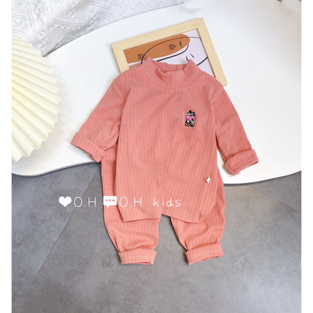 Bộ len gân Minky Mom cổ lọ 3 phân cho bé [Chất Cực Đẹp] bộ minky mom dài tay thun gân đũa cổ cao 3cm bé trai bé gái