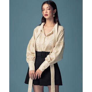 Olivia top • áo sơmi tay phồng dây nơ dài tiểu thơ