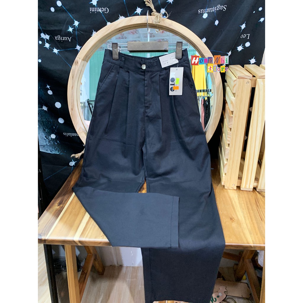 Quần Baggy Kaki Jean Dài Ống Rộng, Quần Culottes Dài Co Dãn