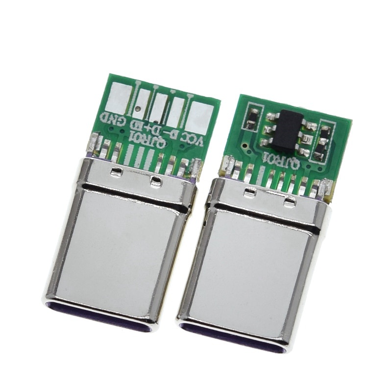 1 Bộ Đầu Nối Sạc Nhanh Type-C Usb 65w 5a Với 5pin Pcb + Type A Male 5pin Usb Otg Diy