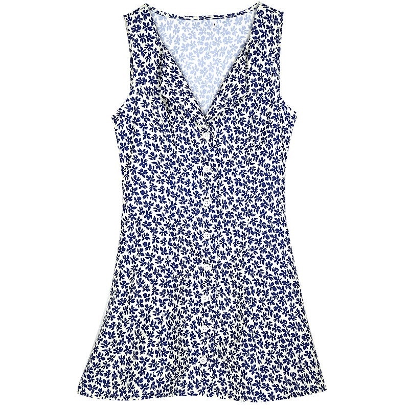 Đầm Không Tay In Hình Thiên Nga Phong Cách Retro Thời Trang Mùa Hè Cá Tính